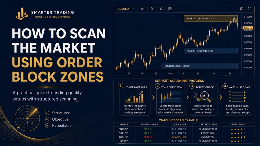 How to scan the market using order block zones
